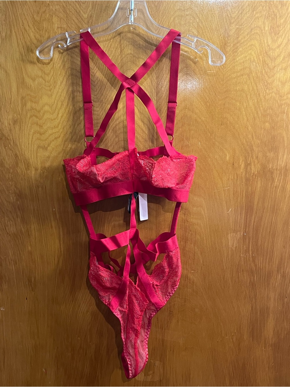 Victoria's Secret Fuchsia Lace Strappy Teddy